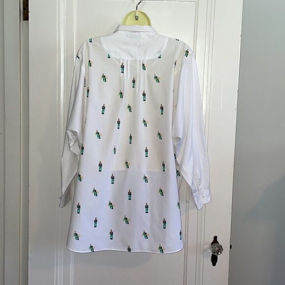 Vtg 80s/90s Messages white button down shirt with stylized  cowboy print - Picture 5 of 8